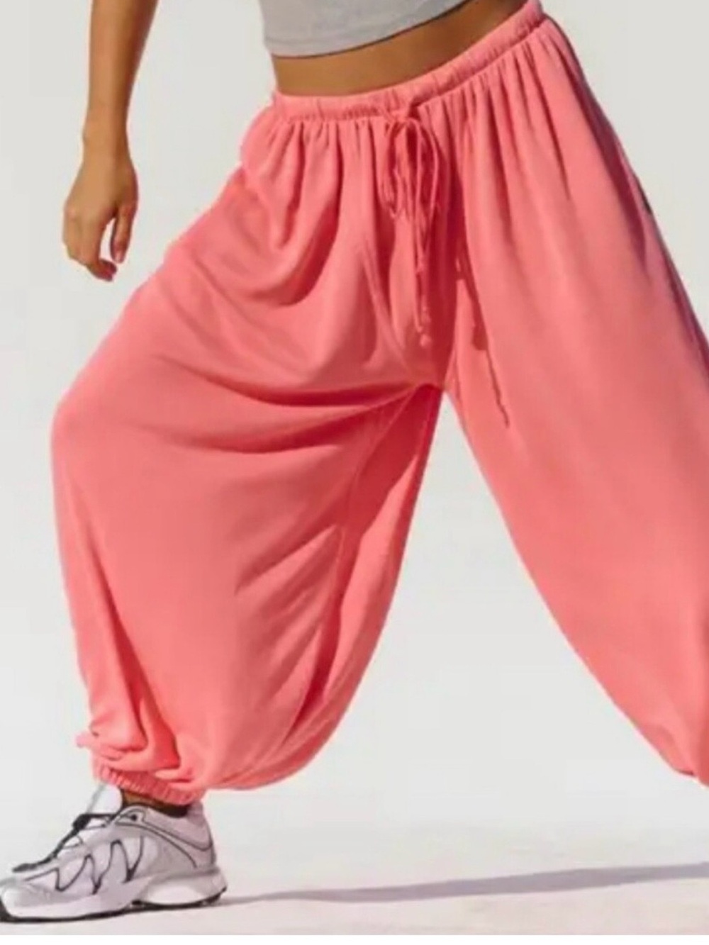 Free People Coral Pink Harem Joggers with Drawstring